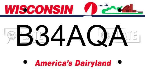 B34AQA Wisconsin License Plate