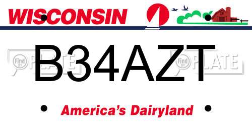 B34AZT Wisconsin License Plate