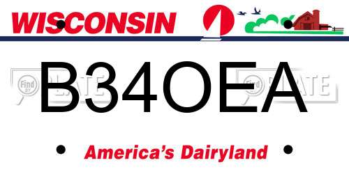 B34OEA Wisconsin License Plate