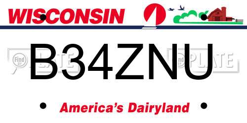 B34ZNU Wisconsin License Plate