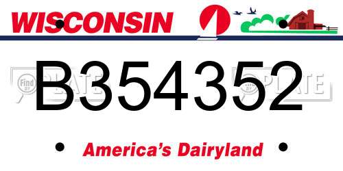 B354352 Wisconsin License Plate