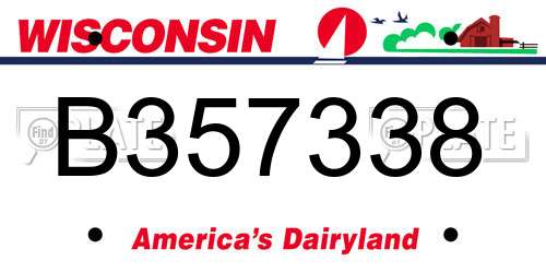 B357338 Wisconsin License Plate