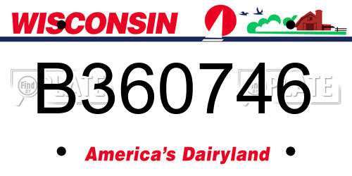 B360746 Wisconsin License Plate