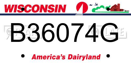 B36074G Wisconsin License Plate