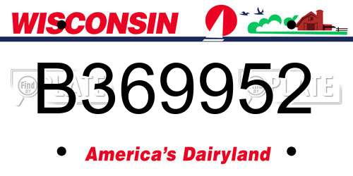 B369952 Wisconsin License Plate