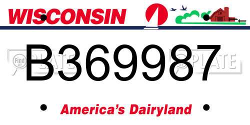 B369987 Wisconsin License Plate
