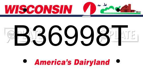 B36998T Wisconsin License Plate