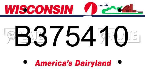 B375410 Wisconsin License Plate