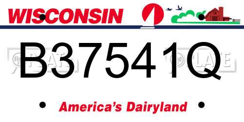 B37541Q Wisconsin License Plate