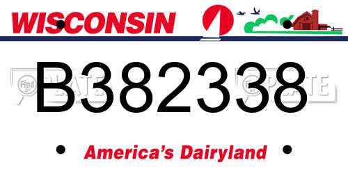 B382338 Wisconsin License Plate