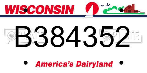 B384352 Wisconsin License Plate