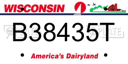 B38435T Wisconsin License Plate