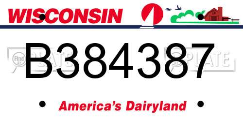 B384387 Wisconsin License Plate