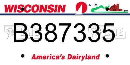 B387335 Wisconsin License Plate
