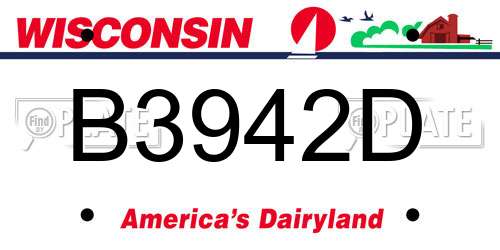B3942D Wisconsin License Plate