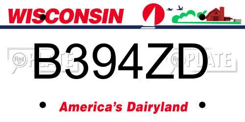 B394ZD Wisconsin License Plate