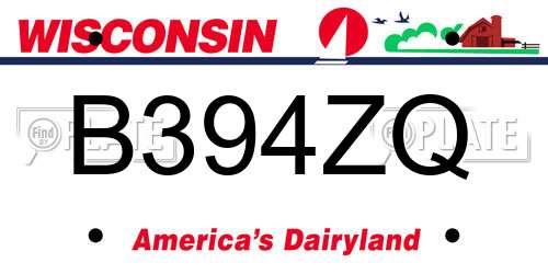 B394ZQ Wisconsin License Plate