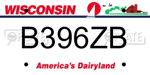 B396ZB Wisconsin License Plate