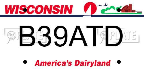 B39ATD Wisconsin License Plate