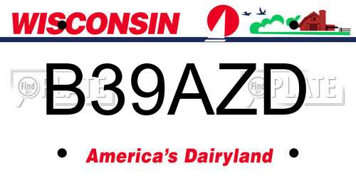 B39AZD Wisconsin License Plate