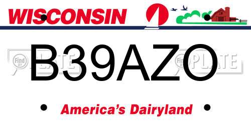 B39AZO Wisconsin License Plate