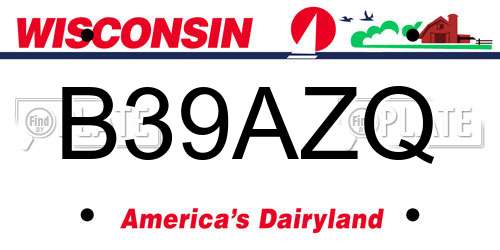 B39AZQ Wisconsin License Plate