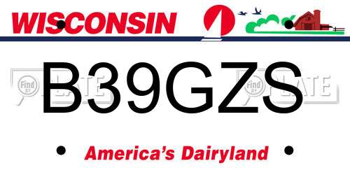 B39GZS Wisconsin License Plate