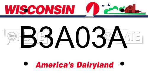 B3A03A Wisconsin License Plate