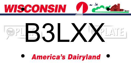 B3LXX Wisconsin License Plate