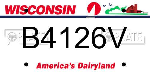 B4126V Wisconsin License Plate