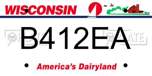 B412EA Wisconsin License Plate