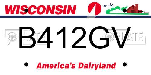 B412GV Wisconsin License Plate