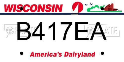 B417EA Wisconsin License Plate
