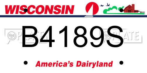 B4189S Wisconsin License Plate