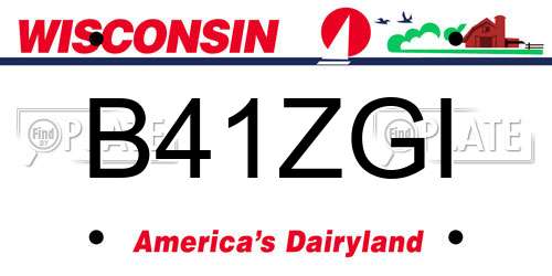 B41ZGI Wisconsin License Plate