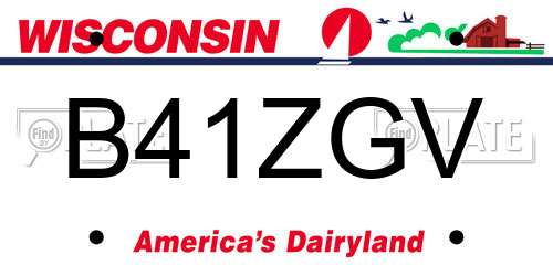 B41ZGV Wisconsin License Plate