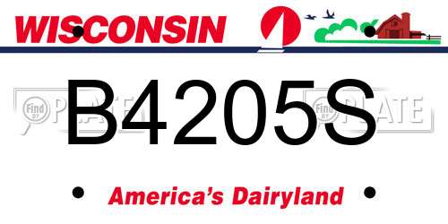 B4205S Wisconsin License Plate