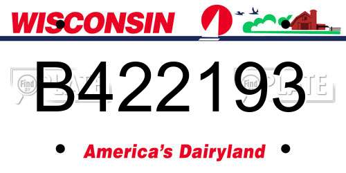 B422193 Wisconsin License Plate
