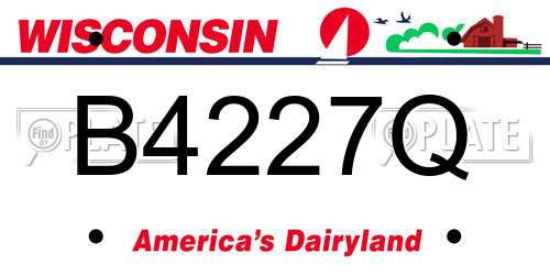 B4227Q Wisconsin License Plate