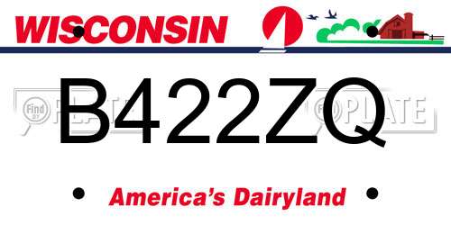 B422ZQ Wisconsin License Plate