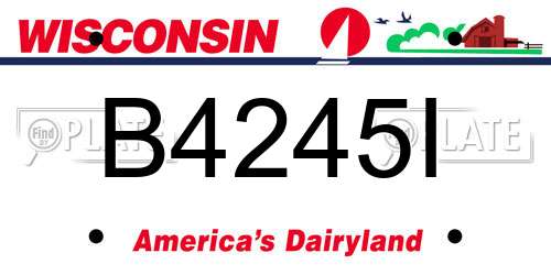 B4245I Wisconsin License Plate