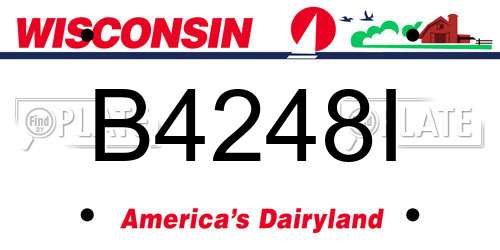B4248I Wisconsin License Plate
