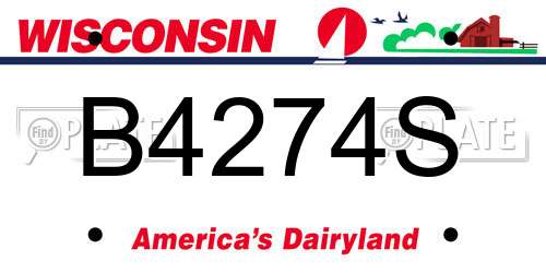 B4274S Wisconsin License Plate