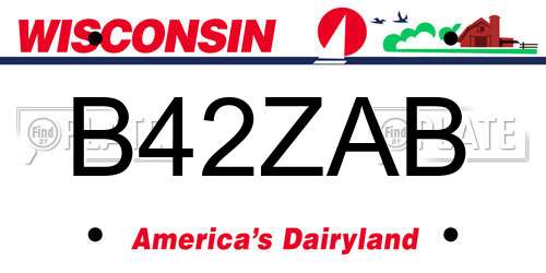 B42ZAB Wisconsin License Plate