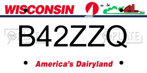 B42ZZQ Wisconsin License Plate