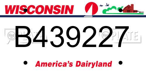 B439227 Wisconsin License Plate