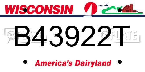 B43922T Wisconsin License Plate