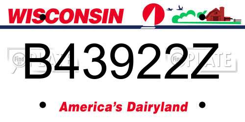 B43922Z Wisconsin License Plate