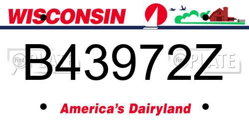 B43972Z Wisconsin License Plate