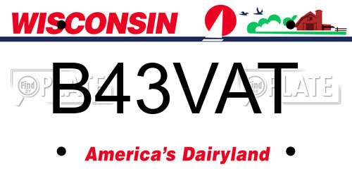 B43VAT Wisconsin License Plate